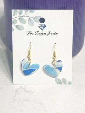 Deep Blue Heart Earrings
